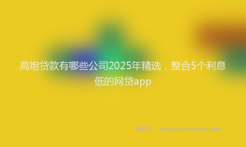 高炮贷款有哪些公司2025年精选，整合5个利息低的网贷app