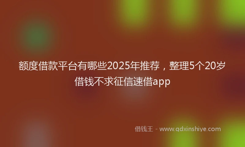额度借款平台有哪些2025年推荐，整理5个20岁借钱不求征信速借app