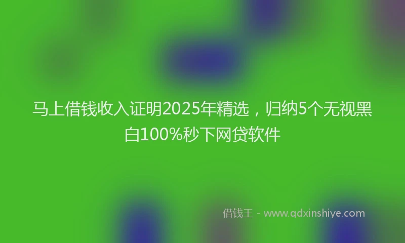 马上借钱收入证明2025年精选，归纳5个无视黑白100%秒下网贷软件