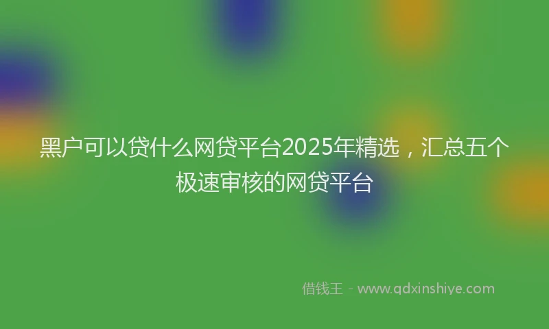 黑户可以贷什么网贷平台2025年精选，汇总五个极速审核的网贷平台