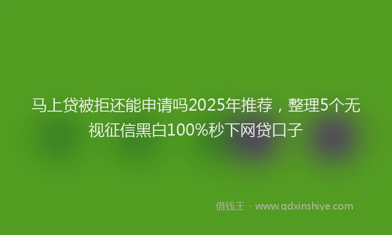 马上贷被拒还能申请吗2025年推荐，整理5个无视征信黑白100%秒下网贷口子