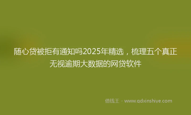 随心贷被拒有通知吗2025年精选，梳理五个真正无视逾期大数据的网贷软件