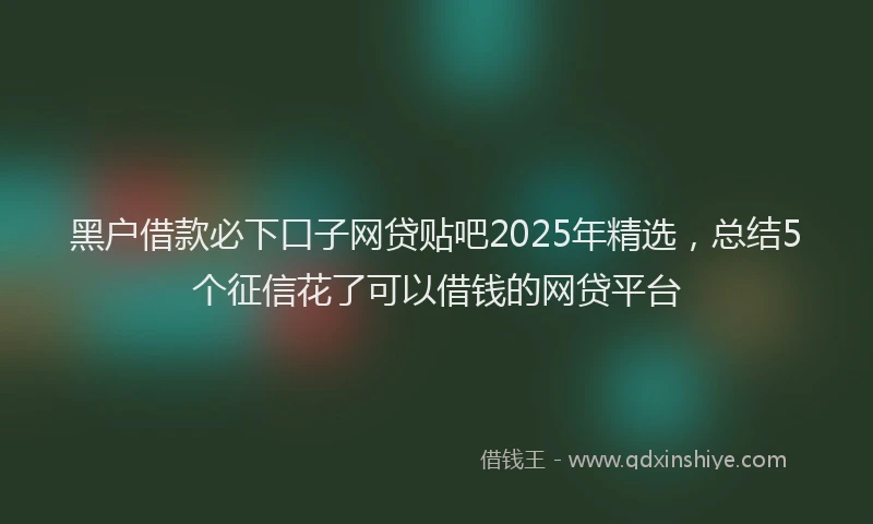 黑户借款必下口子网贷贴吧2025年精选，总结5个征信花了可以借钱的网贷平台