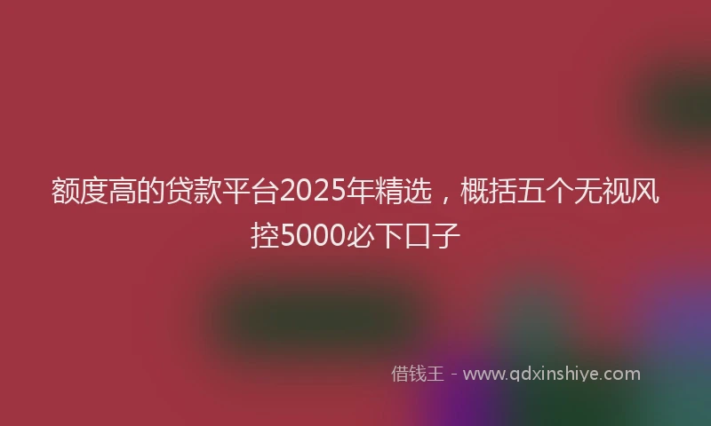 额度高的贷款平台2025年精选，概括五个无视风控5000必下口子