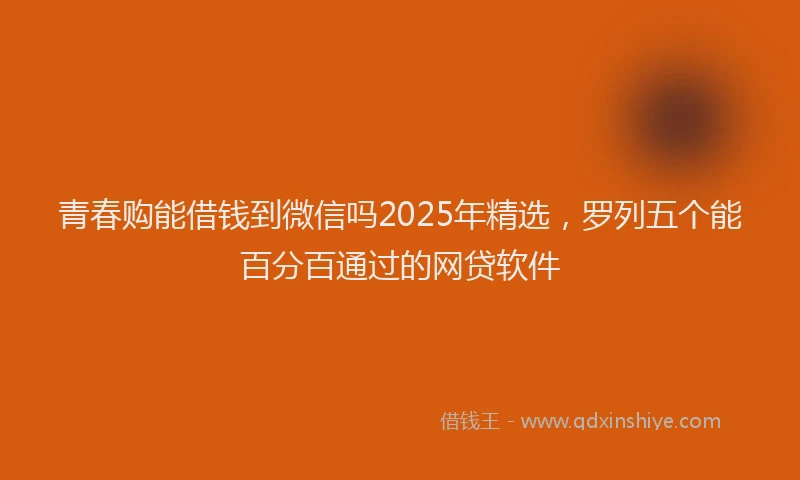 青春购能借钱到微信吗2025年精选，罗列五个能百分百通过的网贷软件