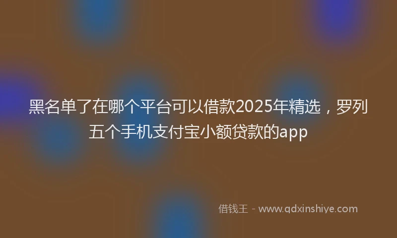 黑名单了在哪个平台可以借款2025年精选，罗列五个手机支付宝小额贷款的app