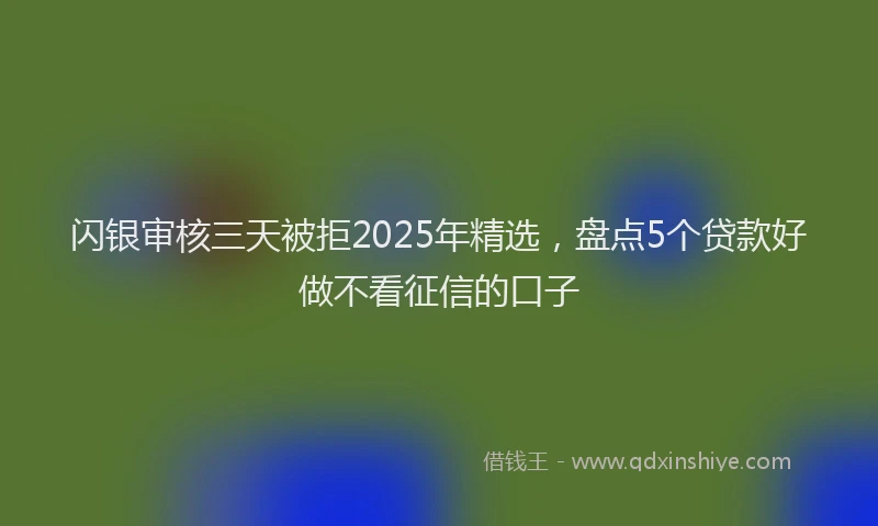 闪银审核三天被拒2025年精选，盘点5个贷款好做不看征信的口子