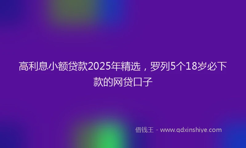 高利息小额贷款2025年精选，罗列5个18岁必下款的网贷口子