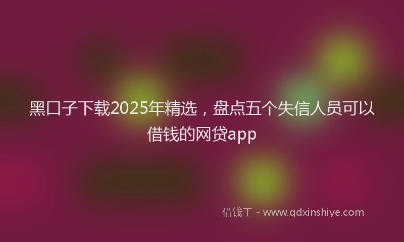 黑口子下载2025年精选，盘点五个失信人员可以借钱的网贷app