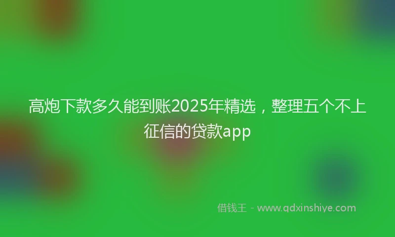 高炮下款多久能到账2025年精选，整理五个不上征信的贷款app