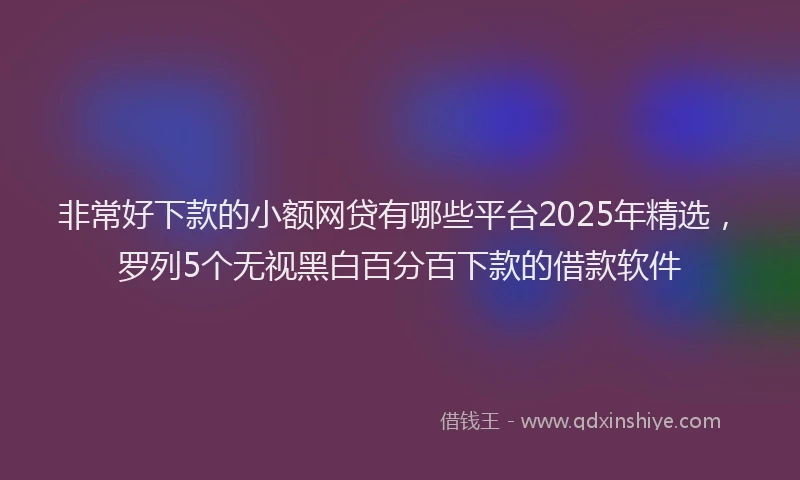 非常好下款的小额网贷有哪些平台2025年精选，罗列5个无视黑白百分百下款的借款软件