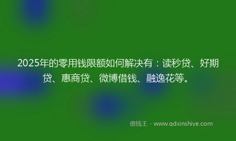 2025年的零用钱限额如何解决有：读秒贷、好期贷、惠商贷、微博借钱、融逸花等。