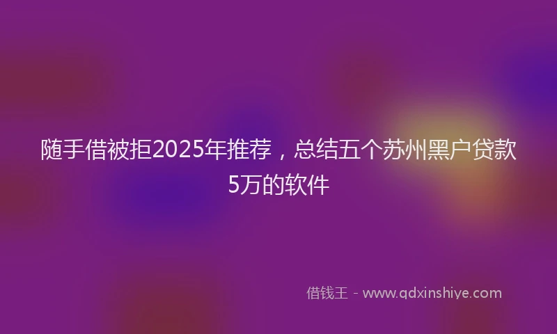 随手借被拒2025年推荐，总结五个苏州黑户贷款5万的软件