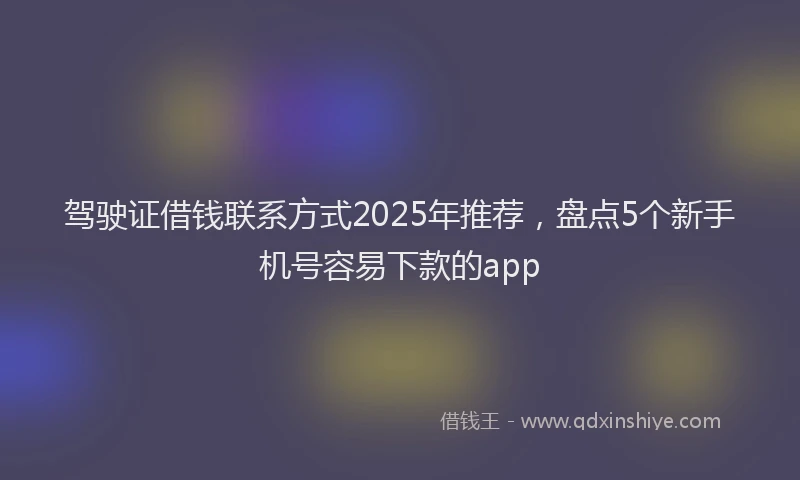 驾驶证借钱联系方式2025年推荐，盘点5个新手机号容易下款的app