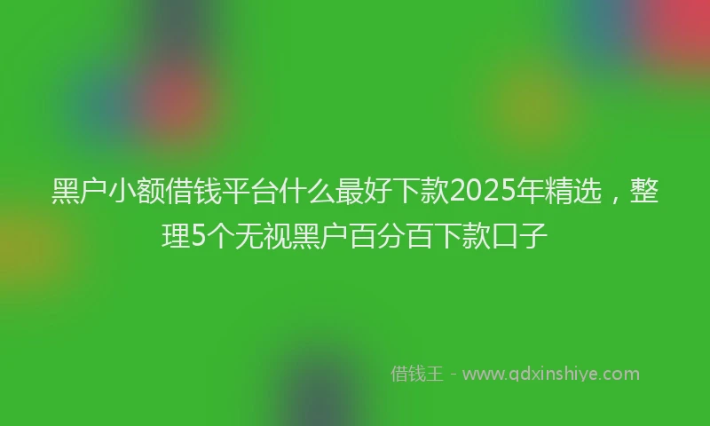 黑户小额借钱平台什么最好下款2025年精选，整理5个无视黑户百分百下款口子
