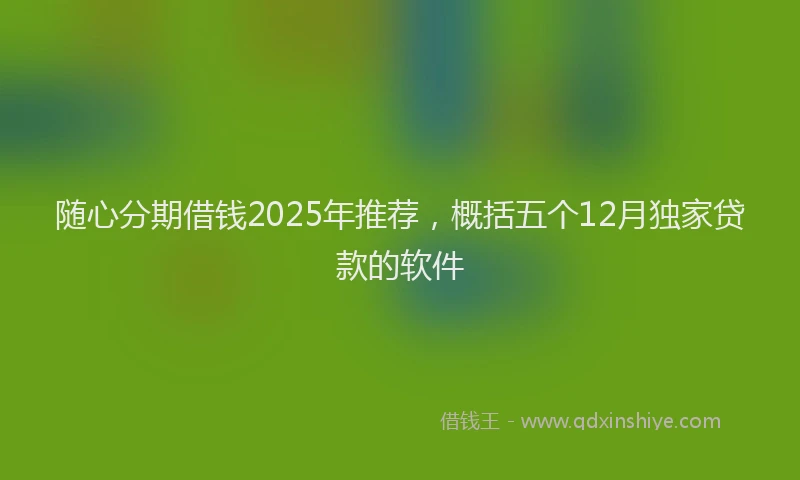 随心分期借钱2025年推荐，概括五个12月独家贷款的软件