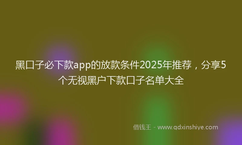 黑口子必下款app的放款条件2025年推荐，分享5个无视黑户下款口子名单大全