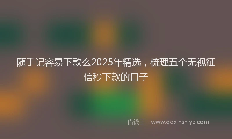 随手记容易下款么2025年精选，梳理五个无视征信秒下款的口子