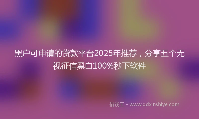 黑户可申请的贷款平台2025年推荐，分享五个无视征信黑白100%秒下软件