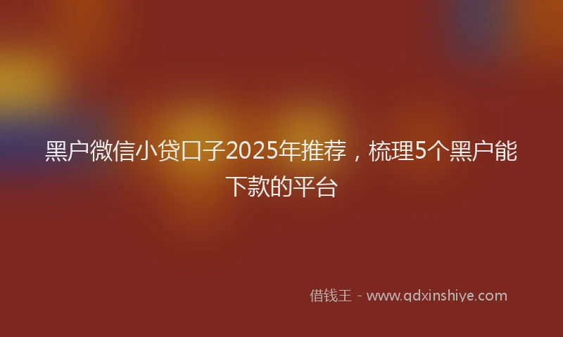黑户微信小贷口子2025年推荐，梳理5个黑户能下款的平台