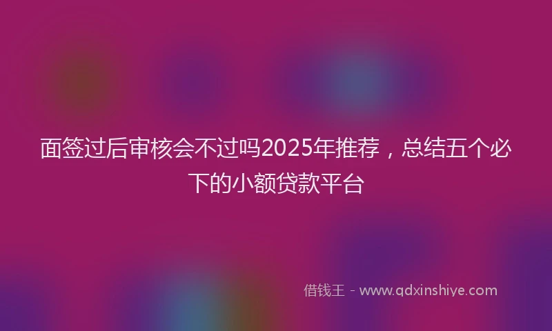 面签过后审核会不过吗2025年推荐，总结五个必下的小额贷款平台