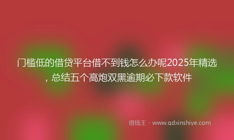 门槛低的借贷平台借不到钱怎么办呢2025年精选，总结五个高炮双黑逾期必下款软件