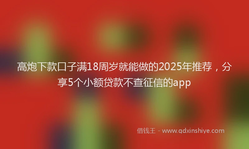 高炮下款口子满18周岁就能做的2025年推荐，分享5个小额贷款不查征信的app