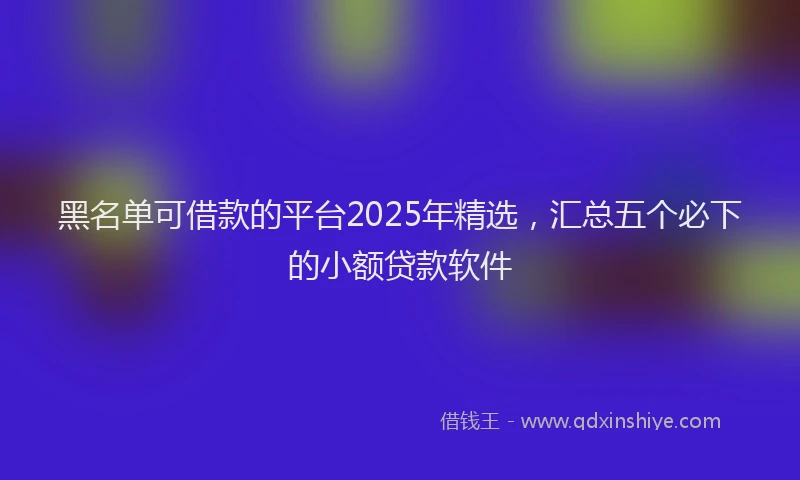 黑名单可借款的平台2025年精选，汇总五个必下的小额贷款软件