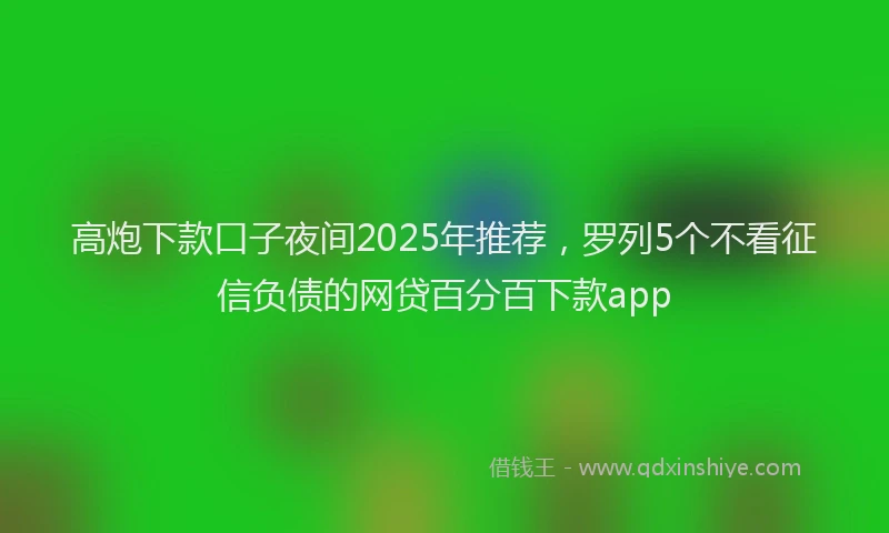 高炮下款口子夜间2025年推荐，罗列5个不看征信负债的网贷百分百下款app