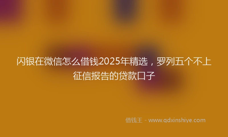 闪银在微信怎么借钱2025年精选，罗列五个不上征信报告的贷款口子