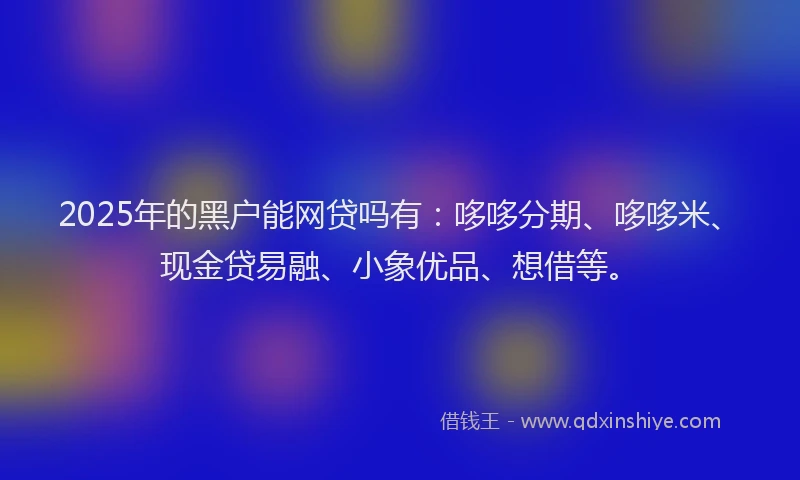 2025年的黑户能网贷吗有：哆哆分期、哆哆米、现金贷易融、小象优品、想借等。