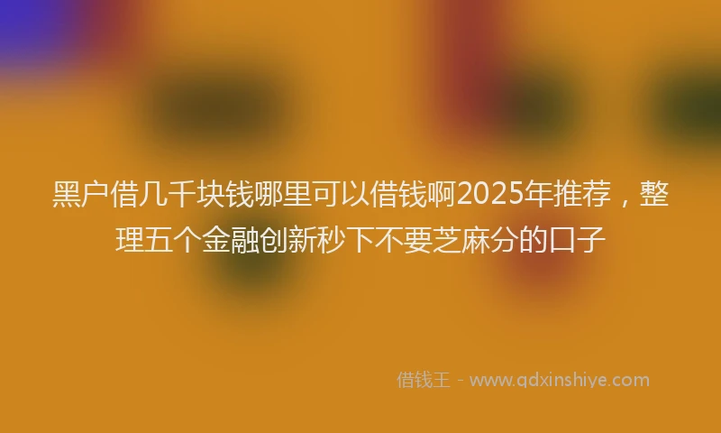 黑户借几千块钱哪里可以借钱啊2025年推荐，整理五个金融创新秒下不要芝麻分的口子