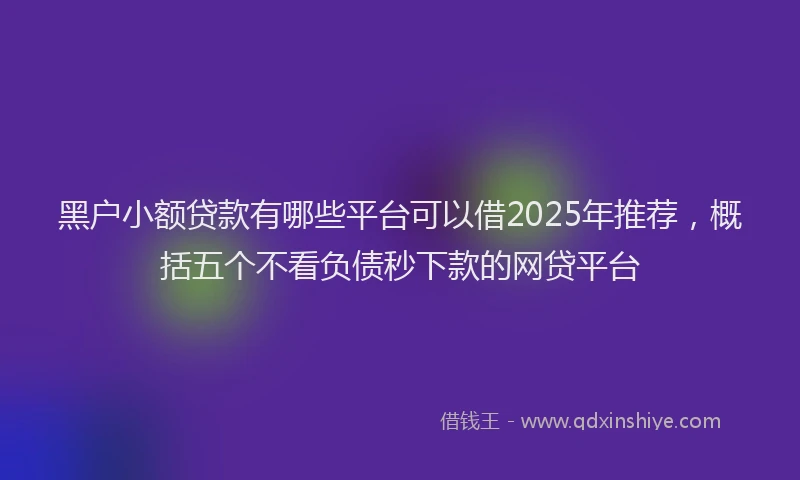 黑户小额贷款有哪些平台可以借2025年推荐，概括五个不看负债秒下款的网贷平台