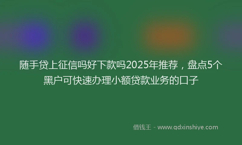 随手贷上征信吗好下款吗2025年推荐，盘点5个黑户可快速办理小额贷款业务的口子