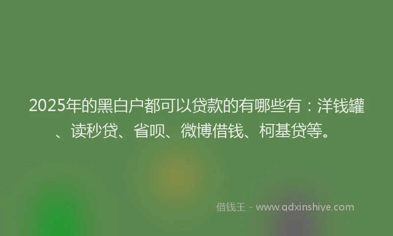 2025年的黑白户都可以贷款的有哪些有：洋钱罐、读秒贷、省呗、微博借钱、柯基贷等。