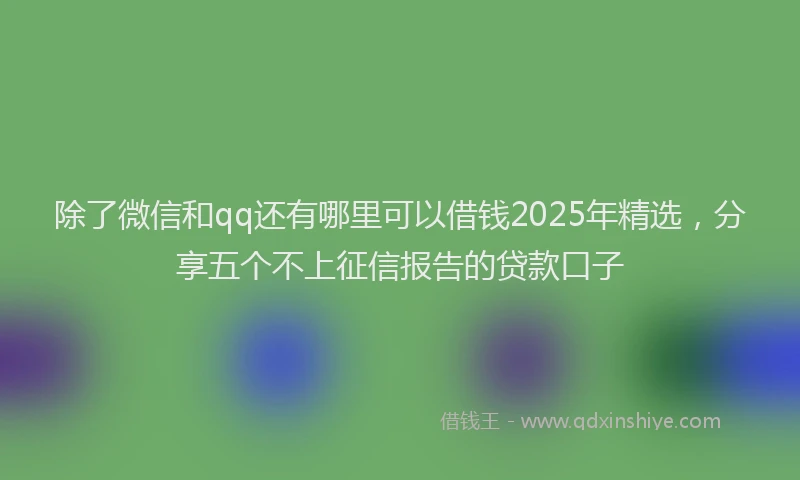 除了微信和qq还有哪里可以借钱2025年精选，分享五个不上征信报告的贷款口子