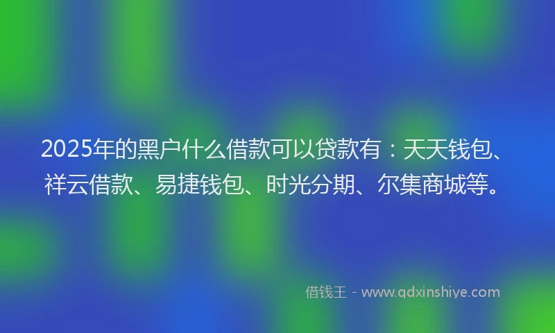 2025年的黑户什么借款可以贷款有：天天钱包、祥云借款、易捷钱包、时光分期、尔集商城等。