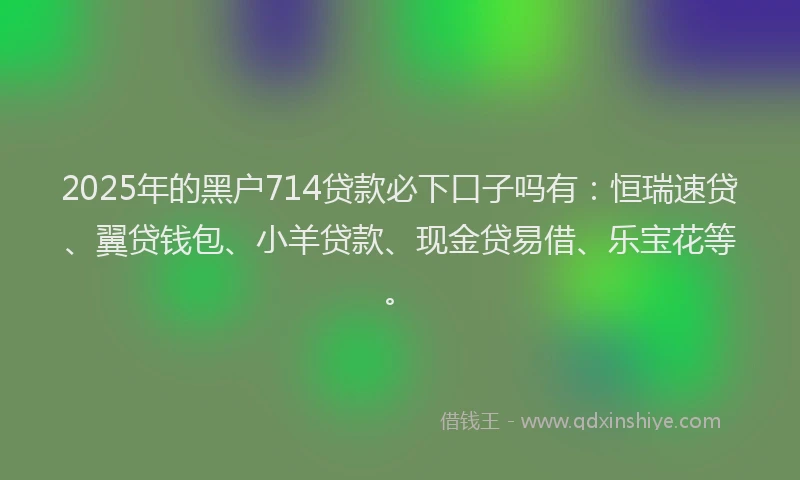 2025年的黑户714贷款必下口子吗有：恒瑞速贷、翼贷钱包、小羊贷款、现金贷易借、乐宝花等。