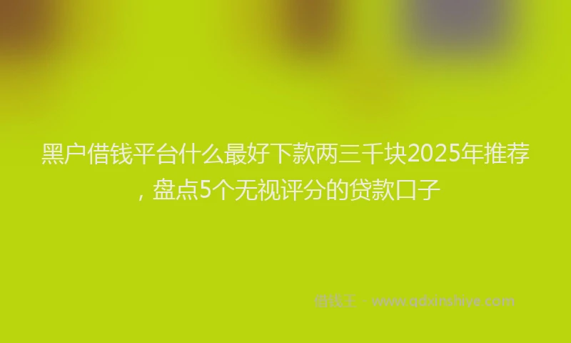 黑户借钱平台什么最好下款两三千块2025年推荐，盘点5个无视评分的贷款口子