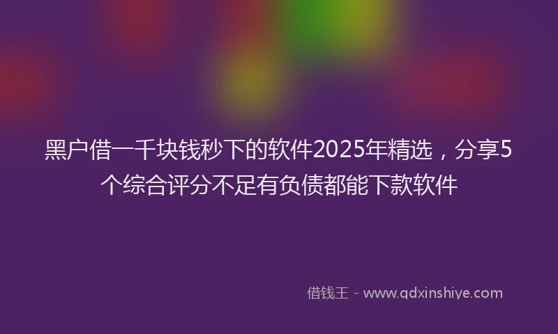 黑户借一千块钱秒下的软件2025年精选，分享5个综合评分不足有负债都能下款软件