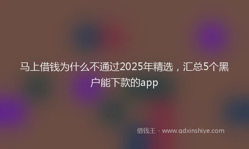 马上借钱为什么不通过2025年精选，汇总5个黑户能下款的app