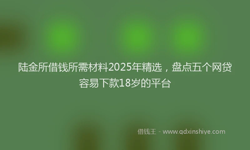 陆金所借钱所需材料2025年精选，盘点五个网贷容易下款18岁的平台