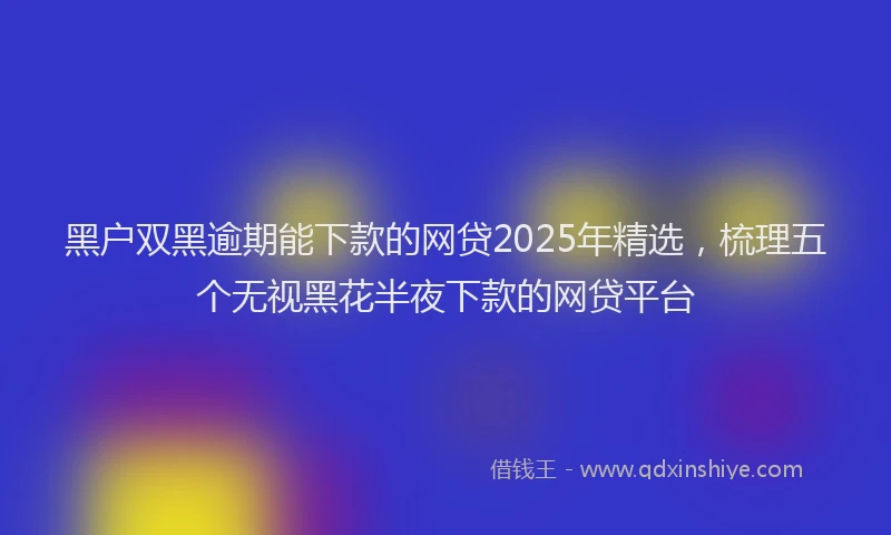 黑户双黑逾期能下款的网贷2025年精选，梳理五个无视黑花半夜下款的网贷平台