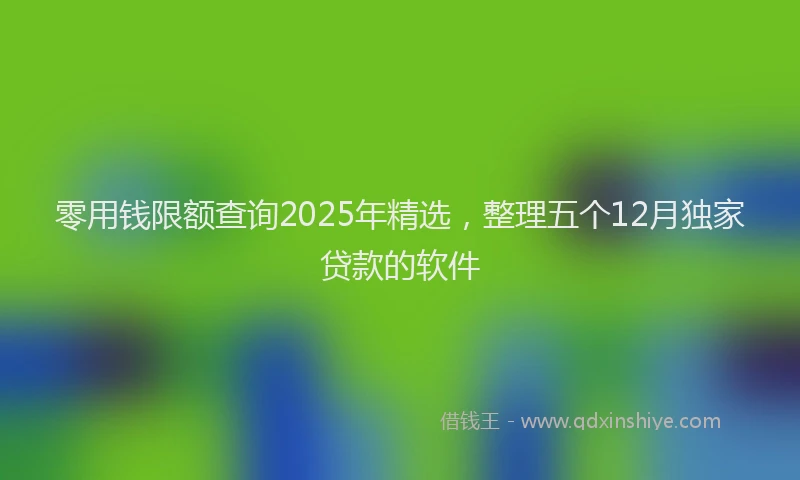 零用钱限额查询2025年精选，整理五个12月独家贷款的软件