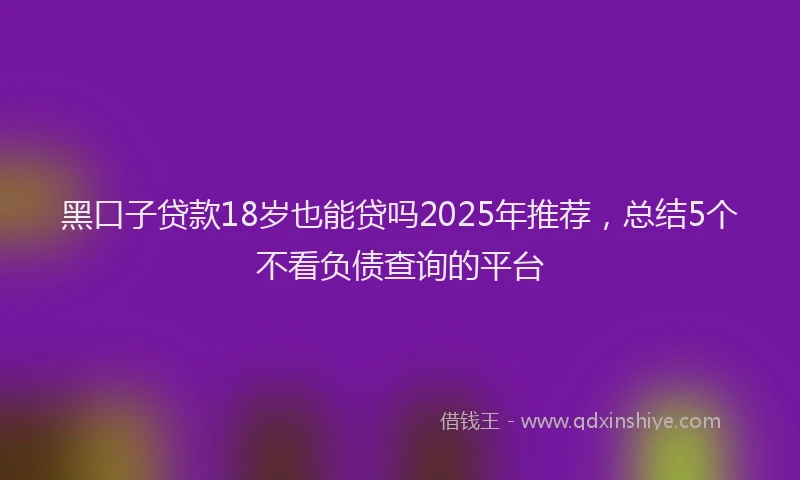 黑口子贷款18岁也能贷吗2025年推荐，总结5个不看负债查询的平台