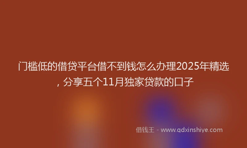 门槛低的借贷平台借不到钱怎么办理2025年精选，分享五个11月独家贷款的口子