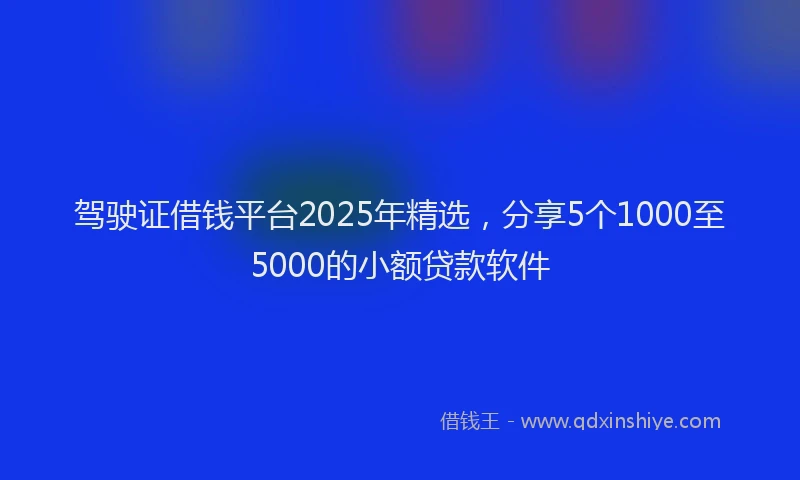 驾驶证借钱平台2025年精选，分享5个1000至5000的小额贷款软件