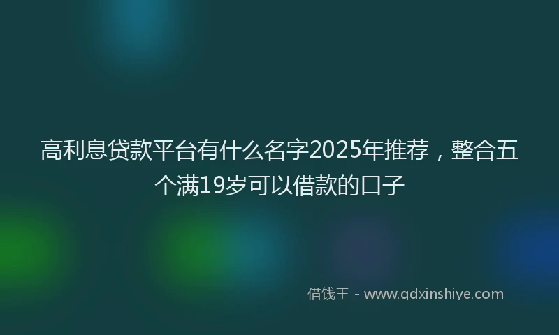 高利息贷款平台有什么名字2025年推荐，整合五个满19岁可以借款的口子
