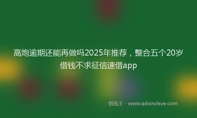 高炮逾期还能再做吗2025年推荐，整合五个20岁借钱不求征信速借app