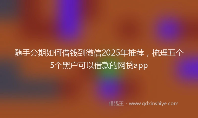 随手分期如何借钱到微信2025年推荐，梳理五个5个黑户可以借款的网贷app